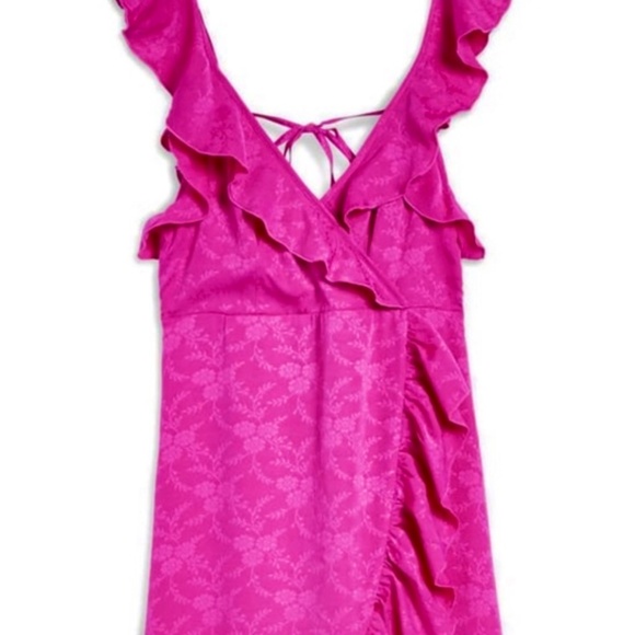 NWOT 🌺 TOPSHOP Hot Pink Wrap V-Neck Midi Maxi Dress Size 12 - Picture 13 of 15